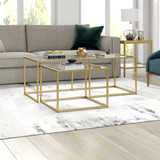 homeroots living room Set Of Two 50" Gold Glass Rectangular Nested Coffee Tables  homeroots living room Set Of Two 50" Gold Glass Rectangular Nested Coffee Tables
