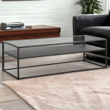 homeroots living room 54" Black Glass Rectangular Coffee Table With Shelf  homeroots living room 54" Black Glass Rectangular Coffee Table With Shelf