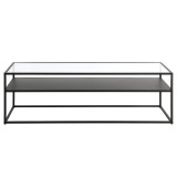homeroots living room 54" Black Glass Rectangular Coffee Table With Shelf  homeroots living room 54" Black Glass Rectangular Coffee Table With Shelf