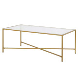 homeroots living room 48" Gold Glass Rectangular Coffee Table  homeroots living room 48" Gold Glass Rectangular Coffee Table