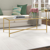 homeroots living room 48" Gold Glass Rectangular Coffee Table  homeroots living room 48" Gold Glass Rectangular Coffee Table