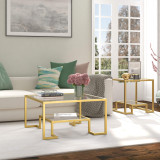 homeroots living room 32" Gold Glass Square Coffee Table With Shelf - CP-HMEROOTS-521033  homeroots living room 32" Gold Glass Square Coffee Table With Shelf - CP-HMEROOTS-521033