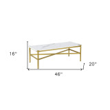 homeroots living room 46" Gold Faux Marble Rectangular Coffee Table  homeroots living room 46" Gold Faux Marble Rectangular Coffee Table