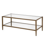 homeroots living room 45" Gold Glass Rectangular Coffee Table With Shelf - CP-HMEROOTS-521038  homeroots living room 45" Gold Glass Rectangular Coffee Table With Shelf - CP-HMEROOTS-521038