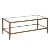 homeroots living room 45" Gold Glass Rectangular Coffee Table With Shelf - CP-HMEROOTS-521038 