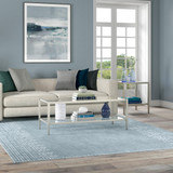 homeroots living room 45" Silver Glass Rectangular Coffee Table With Shelf - CP-HMEROOTS-521039  homeroots living room 45" Silver Glass Rectangular Coffee Table With Shelf - CP-HMEROOTS-521039