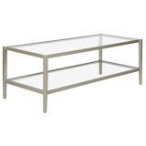 homeroots living room 45" Silver Glass Rectangular Coffee Table With Shelf - CP-HMEROOTS-521039 