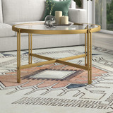 homeroots living room 32" Gold Glass Round Coffee Table  homeroots living room 32" Gold Glass Round Coffee Table