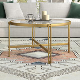 homeroots living room 32" Gold Glass Round Coffee Table  homeroots living room 32" Gold Glass Round Coffee Table