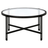 homeroots living room 32" Black Glass Round Coffee Table  homeroots living room 32" Black Glass Round Coffee Table