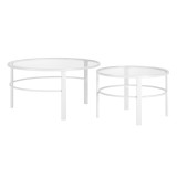 homeroots living room Set Of Two 36" White Glass Round Nested Coffee Tables  homeroots living room Set Of Two 36" White Glass Round Nested Coffee Tables