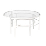 homeroots living room Set Of Two 36" White Glass Round Nested Coffee Tables  homeroots living room Set Of Two 36" White Glass Round Nested Coffee Tables