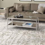 homeroots living room 45" Silver Glass Rectangular Coffee Table With Shelf - CP-HMEROOTS-521047  homeroots living room 45" Silver Glass Rectangular Coffee Table With Shelf - CP-HMEROOTS-521047
