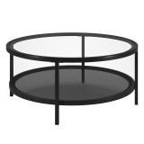 homeroots living room 36" Black Glass Round Coffee Table With Shelf - CP-HMEROOTS-521049  homeroots living room 36" Black Glass Round Coffee Table With Shelf - CP-HMEROOTS-521049