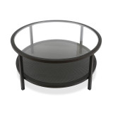 homeroots living room 36" Black Glass Round Coffee Table With Shelf - CP-HMEROOTS-521049  homeroots living room 36" Black Glass Round Coffee Table With Shelf - CP-HMEROOTS-521049