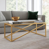 homeroots living room 46" Gold Glass Rectangular Coffee Table  homeroots living room 46" Gold Glass Rectangular Coffee Table
