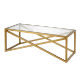 homeroots living room 46" Gold Glass Rectangular Coffee Table  homeroots living room 46" Gold Glass Rectangular Coffee Table
