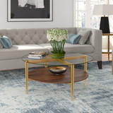 homeroots living room 36" Gold Glass Round Coffee Table With Shelf - CP-HMEROOTS-521053  homeroots living room 36" Gold Glass Round Coffee Table With Shelf - CP-HMEROOTS-521053