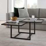 homeroots living room 43" Black Glass Square Coffee Table With Two Shelves  homeroots living room 43" Black Glass Square Coffee Table With Two Shelves