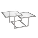 homeroots living room 43" Silver Glass Square Coffee Table With Two Shelves  homeroots living room 43" Silver Glass Square Coffee Table With Two Shelves