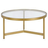 homeroots living room 32" Gold Glass Round Coffee Table - CP-HMEROOTS-521068  homeroots living room 32" Gold Glass Round Coffee Table - CP-HMEROOTS-521068
