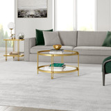 homeroots living room 32" Gold Glass Round Coffee Table With Shelf - CP-HMEROOTS-521070  homeroots living room 32" Gold Glass Round Coffee Table With Shelf - CP-HMEROOTS-521070
