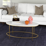 homeroots living room 42" Gold And White Faux Marble Oval Coffee Table  homeroots living room 42" Gold And White Faux Marble Oval Coffee Table