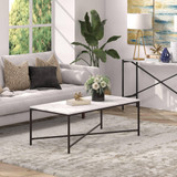 homeroots living room 48" Black And White Manufactured Wood Rectangular Coffee Table  homeroots living room 48" Black And White Manufactured Wood Rectangular Coffee Table