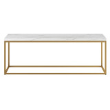 homeroots living room 48" Gold And White Faux Marble Rectangular Coffee Table  homeroots living room 48" Gold And White Faux Marble Rectangular Coffee Table