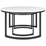 homeroots living room Set Of Two 36" Black And White Faux Marble Round Nested Coffee Tables 