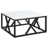 homeroots living room 35" Black And White Manufactured Wood Square Coffee Table 