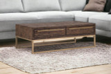 homeroots living room 47" Gold And Dark Brown Rectangular Coffee Table With Drawers  homeroots living room 47" Gold And Dark Brown Rectangular Coffee Table With Drawers