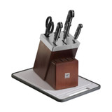 ZWILLING  Zwilling Pro 7 Piece Knife Set Self-Sharpening Wood Block & Plastic Cutting Board 