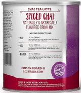 Big Train Spiced Chai Tea Latte Mix 1.9 lbs. Can - Decadent Spice Blend (12/Case)  - chicken pieces