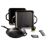 LODGE Lodge 6-Piece Seasoned Gourmet Set, Cast Iron Chef Collection with Skillet 