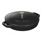  Staub 4-Piece Cast Iron Set w/ Universal Lid - Black Matte, Grill Pan 