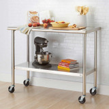 trinity TRINITY Versatile EcoStorage NSF Stainless Steel Prep Table with Wheels 