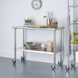 trinity TRINITY Versatile EcoStorage NSF Stainless Steel Prep Table with Wheels 