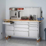 trinity Trinity 72 in. Stainless-Steel Rolling Workbench Heavy-Duty Garage Tool Storage 