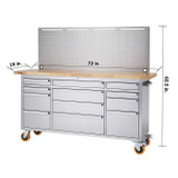 trinity Trinity 72 in. Stainless-Steel Rolling Workbench Heavy-Duty Garage Tool Storage 