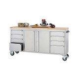 trinity Trinity 72 in. Stainless-Steel Rolling Workbench - Heavy-Duty Garage Storage 