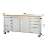 trinity Trinity 72 in. Stainless-Steel Rolling Workbench - Heavy-Duty Garage Storage 