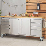 trinity Trinity 72 in. Stainless-Steel Rolling Workbench - Heavy-Duty Garage Storage 
