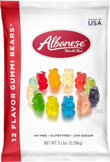  Albanese 12-Flavor Gummi Bear Topping 5 lb. - 4/Case | Colorful Gummy Bears 