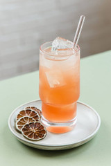 Tractor Beverage Co. Organic Blood Orange Soda Syrup 2.5 Gallon Bag in Box - Chicken Pieces