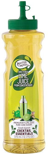 Master of Mixes 375 mL Sweetened Lime Juice - Tart, Fresh Lime Flavor (12/Case) - Chicken Pieces