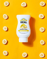 Real 16.9 fl. oz. Banana Puree Infused Syrup - Sweet Creamy Tropical Flavor - Chicken Pieces