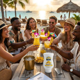 Real 16.9 fl. oz. Banana Puree Infused Syrup - Sweet Creamy Tropical Flavor - Chicken Pieces