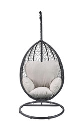 Beige And Black Metal Swing Chair With Cushion