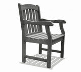 Distressed Patio Armchair With Horizontal Slats